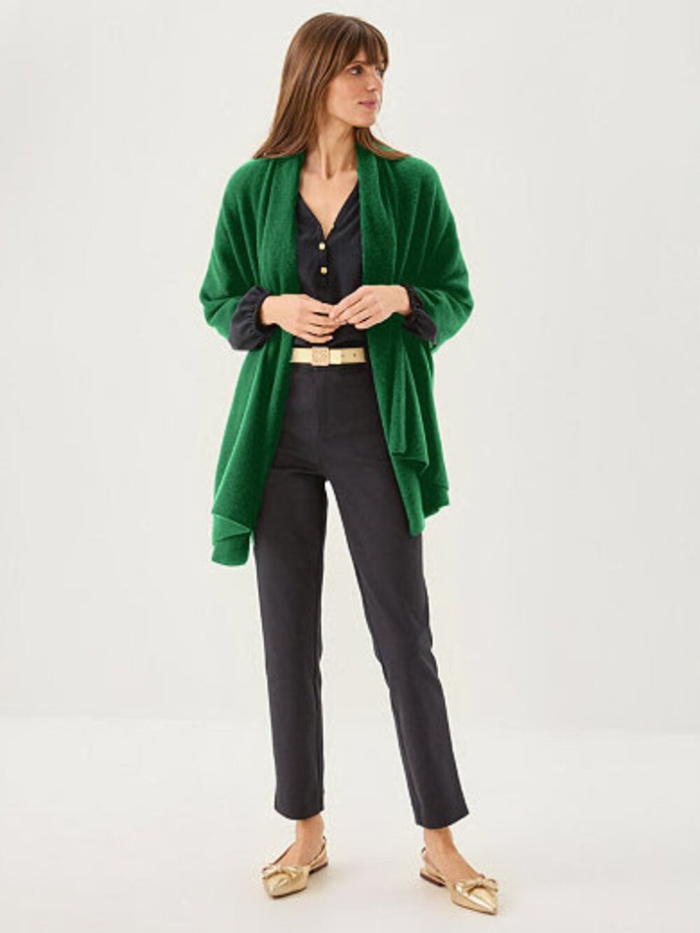 Lilly Pulitzer Lanelle Wrap Fiddle Leaf Green 💚 2% Cashmere Luxe